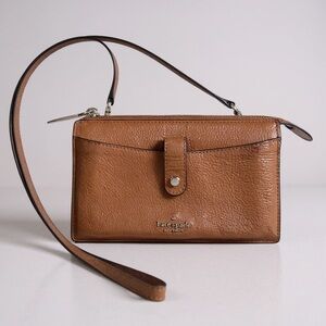 KATE SPADE New York Jackson Small Tab Crossbody Bag in Brown Pebbled Leather